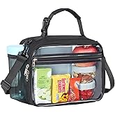 PACKISM Clear Lunch Bag for Boys - Reusable Heavy Duty Clear Lunch Box for School with Adjustable Shoulder Strap, Transparent Stadium Approved Lunch Snack Bag for Work Travel Picnic, Black