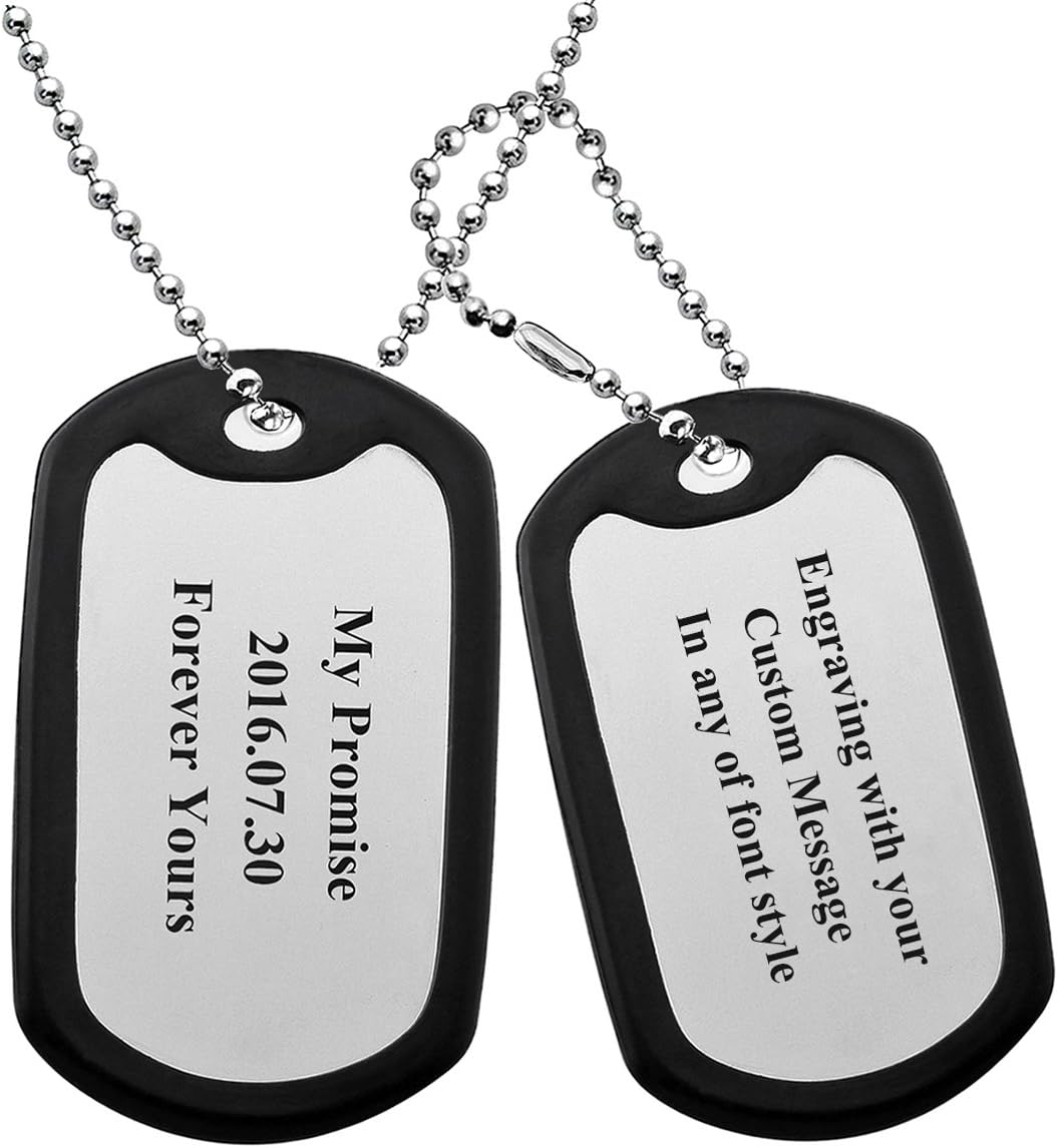 OACREMEMBERED Custom Stainless Steel Military Dog Tag with 24 inch Bead Chain | Free Engraving