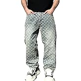 Men Ripped Jeans Y2K Baggy Distressed Skater Jeans Hip Hop Pants Loose Fit Denim Pants Streetwear