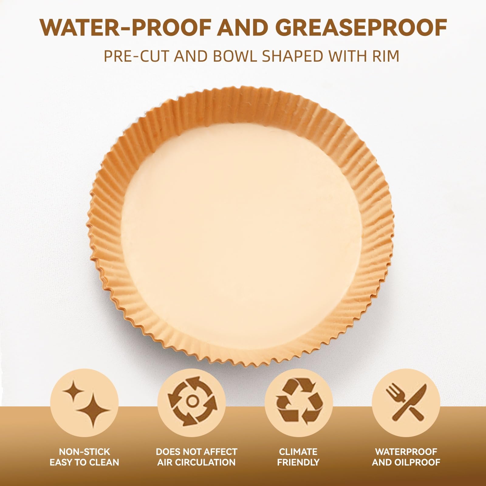 Air Fryer Liners Disposable, Parchment Paper for Baking 9inch Round, 125pcs Non-Stick Parchment Sheets for Air Fryer Basket, Microwave, Oil-proof and Water-proof for Easy Cleanup