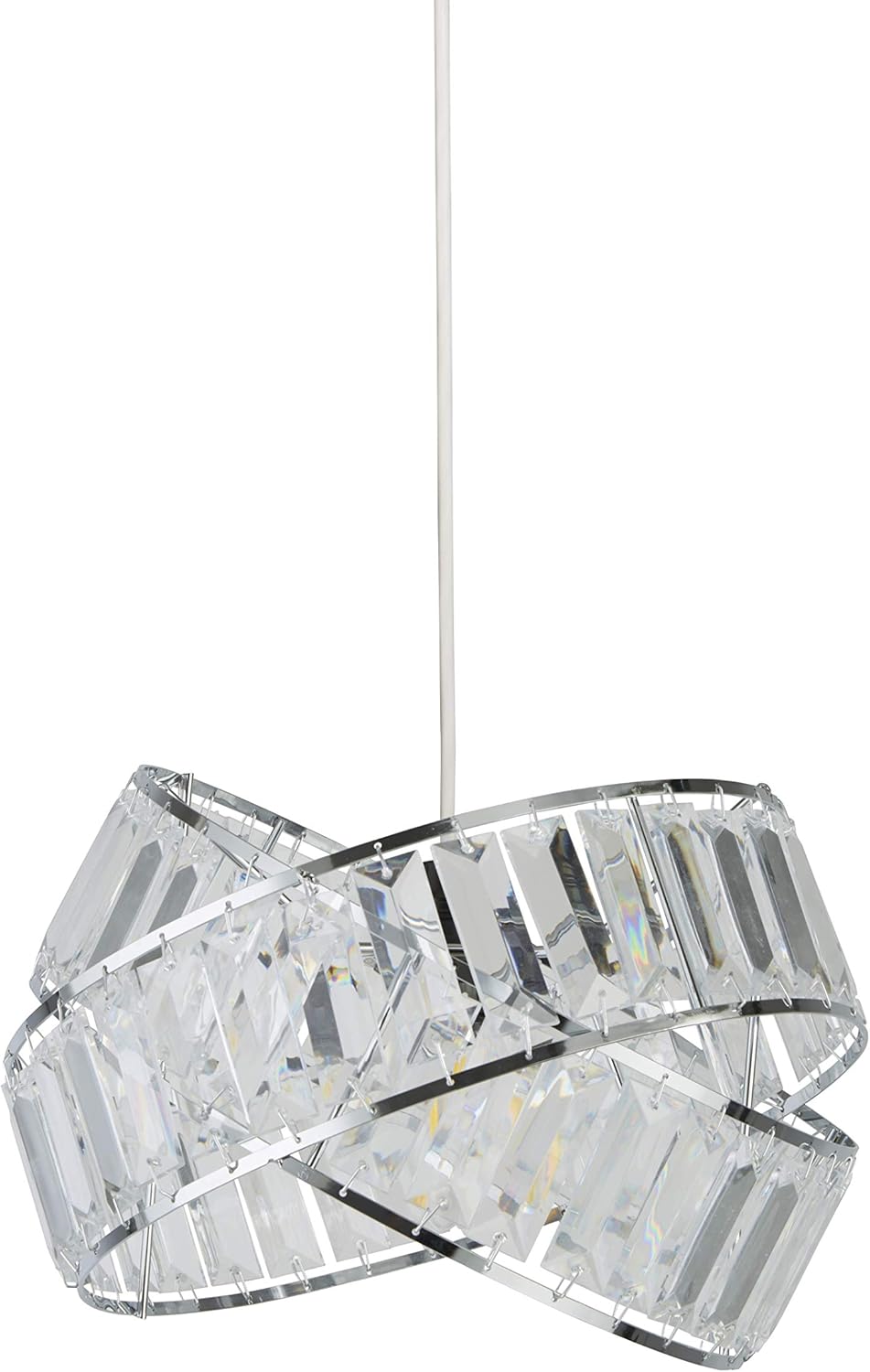 Lighting Collection Sparkly 2 Rings Clear Acrylic Slats Easy Fit Shade, Chrome Frame - Image 3