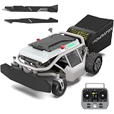 Mowrator S1 2WD 12Ah Remote Control Lawn Mower, 21-Inch, 24&deg;/45% Slope | Grip tread tires and metal hubcaps improve traction; covers up to 0.75 acre with a 1.8-4.6 in cutting height.