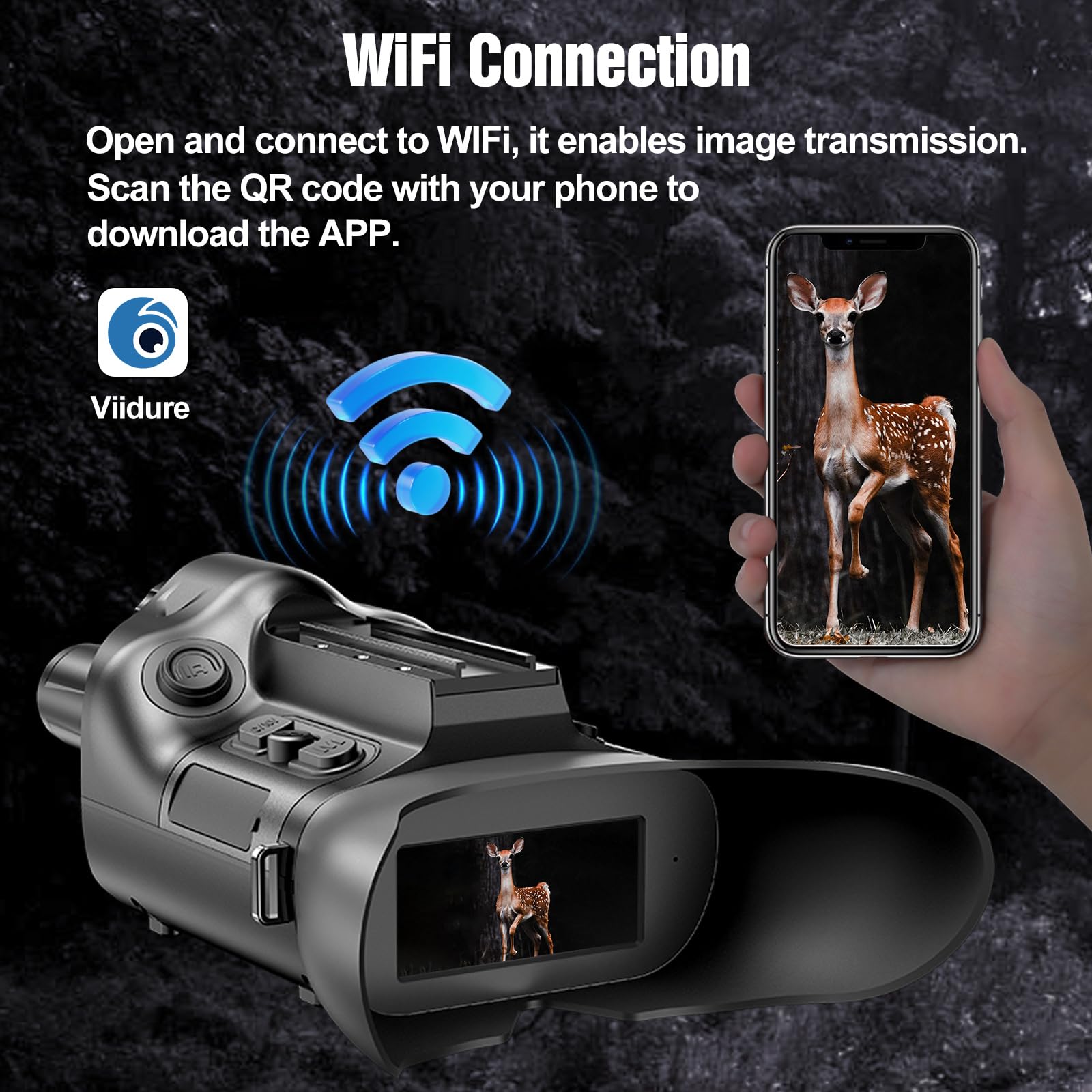 4K Nachtsichtgerät mit Entfernungsmesser 6000mAh Ricaricable,Dowesyeen Digital Fernglas mit Nachtsicht, Infrared-Beleuchtung für Jagd,Beobachtung,Wildtierbeobachtung