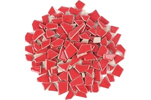 Youway Style Red Mosaic Tiles for Crafts Bulk,200g Broken Tiles Pieces for Mosaic Craft Supplies, Ideal for Mosaic Craft Projects and Mosaic Outdoor Decor