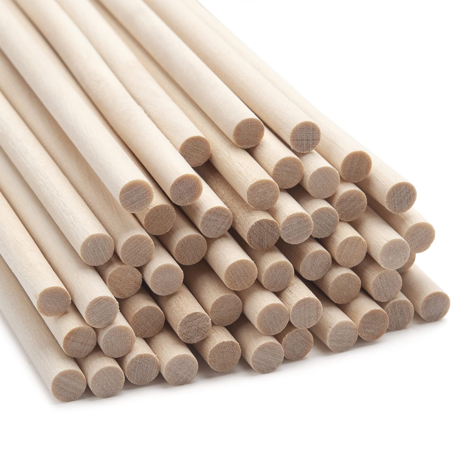 Wooden Dowels Wooden Sticks for Crafts, 50PCS 6 x 380mm Round Wood Dowel Rods for Macrame, Lollipops and Tiered Cake Dowel Rod, Small Unfinished Hard Wood Sticks for Crafting, Photo Booth Props