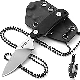Omesio Compact Neck Knife With Clip, 5.82" With Sheath and Necklace, D2 Steel 2.99-Inch Blade, Full Tang G10 Handle, Fixed Blade for EDC, Hiking, Camping