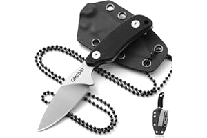 Omesio Compact Neck Knife With Clip, 5.82" With Sheath and Necklace, D2 Steel 2.99-Inch Blade, Full Tang G10 Handle, Fixed Blade for EDC, Hiking, Camping