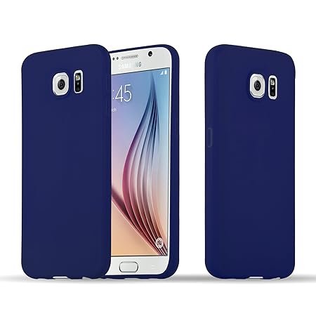 Cadorabo Hülle für Samsung Galaxy S6 - Hülle in Candy DUNKEL BLAU – Handyhülle aus TPU Silikon im Candy Design - Silikonhülle