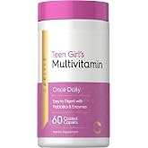 Carlyle Teen Multivitamin for Girls | 60 Caplets | Once Daily | Easy to Digest with Probiotics &amp; Enzymes | with Iron | Non-GMO, Gluten Free