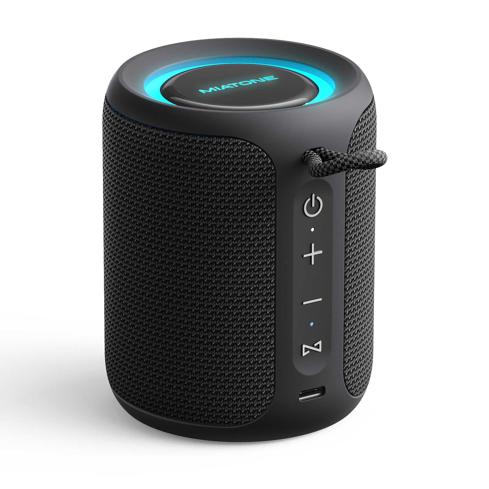 MIATONE Rush Pro Bluetooth Speaker, IPX7 Waterproof, 20W Deep Bass, 360° Sound, LED Light, Bluetooth Speaker TWS Compatible, Built-in Microphone, Bluetooth 5.4, Bath, Festival gifts (Black)