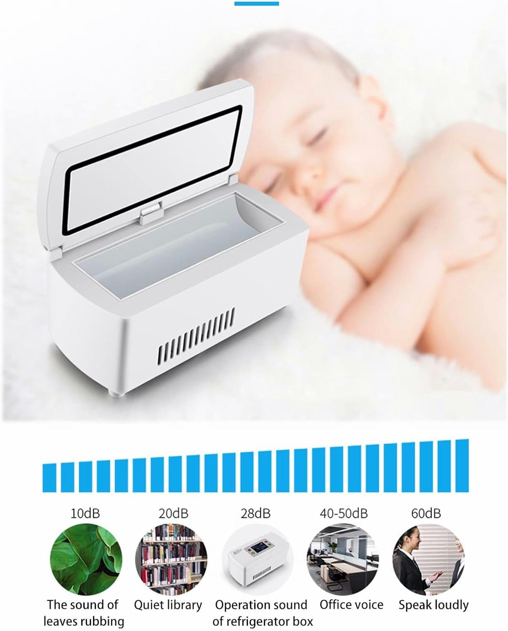 WRTYHGVGT Portable Insulin Refrigerator, Intelligent Alarm System, Drug Refrigerator, Refrigerated Container, Car Refrigerator, Multiple Power Supply Methods, Mini Refrigerator