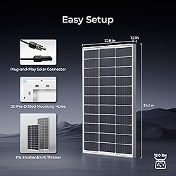 Renogy 100W Solar Panel N-Type, 12V 100 Watt Solar