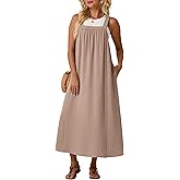 Lepunuo Summer Dresses for Women 2026 Casual Boho Overall Dress Adjustable Cover up with Pockets