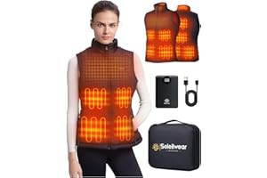 Soleilwear Womens Heated Vest with 12000mAh Battery, 9 Heated Zones Lightweight Rechargeable Vest for Outdoor Outerwear