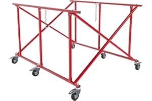 Gelacie Folding Pickup Bed Dolly- Easily Fold Large Auto Body Truck Bed Cart 800 lbs, Truck Bed Dolly Lifter Automotive Body Cart Pick Up Bed Stand W/Casters Steel Powder Coated Red