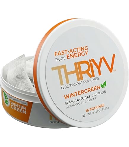 Amazon.com: 1 Can, THRIYV Nootropic Energy Pouches, Wintergreen