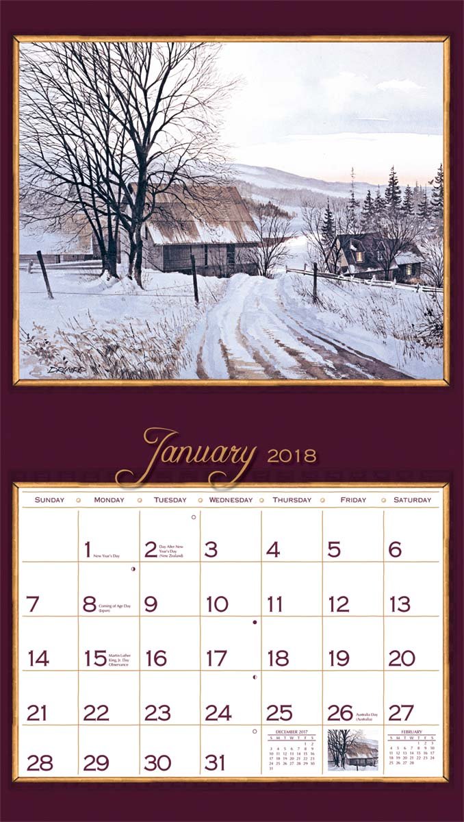 LANG 2018 Wall Calendar "Treasured Times" Artwork By D.R. Laird