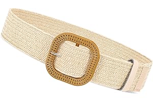 XZQTIVE Woven Belt for Women Straw Elastic Stretch Waist Belt Boho Belts Ladies Summer Beach Dress Belts