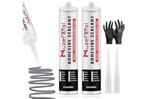 MuzeFansi Concrete Crack Filler and Sealant Self-Leveling, Fast Curing Cement Crack Filler Concrete Sealer Outdoor Waterproof Caulking Glue for Cement-Based Materials Gray(10.1 fl. oz, 2 Pack)