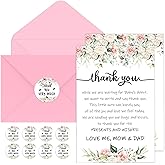 Chuangdi 50 Sets Baby Shower Thank You Cards with Envelopes and Sticker 50 Baby Shower Appreciation Greeting Cards Gratitude Gift for Guest(Flower)