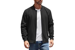 COOFANDY Men's Lightweight Bomber Jackets Casual Spring Fall Windbreaker Jacket Light Zip Up Coat With Pocket