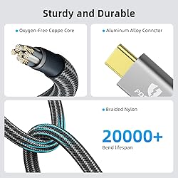For Thunderbolt 4 Cable 40Gbps 2 in 1 USB C Cable
