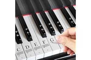 POWERFENG Piano Stickers Keyboard Key Note: Removable Piano Keyboard Note Labels - Piano Keyboard Note Stickers for Beginners (Black White)