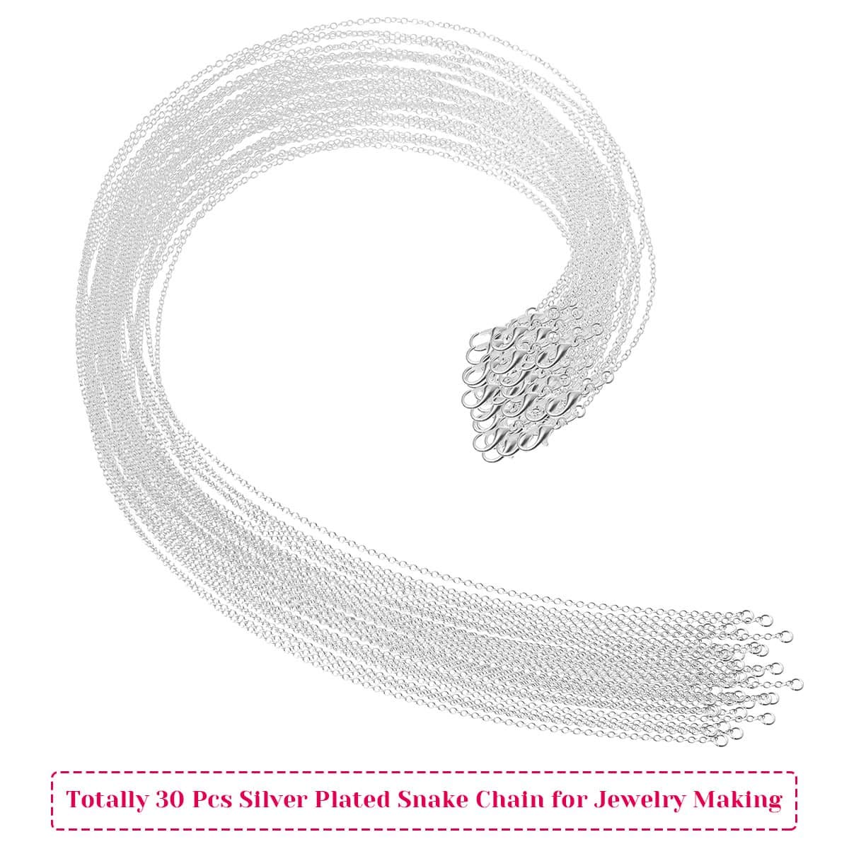 30 Pack Necklace Chains Bulk for Jewelry Making, Selizo Bulk Necklace Chains Silver Plated Cable Chains for Jewelry Making, 1.2 mm (18 Inches)