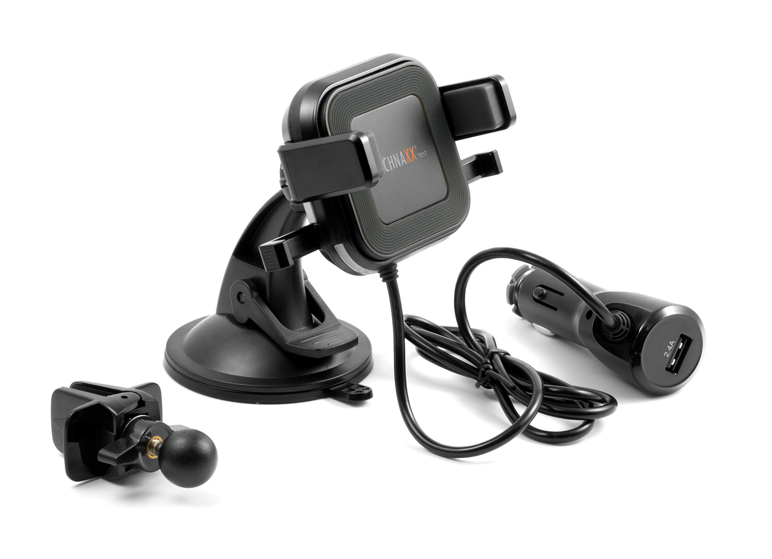 Technaxx Germany Wireless Car Charger Cigarette Lighter Adapter USB Port 10W Induction Quick Charging Phone Holder Smartphone Mount for Vehicle Ventilation Universal Car Cradle TE17