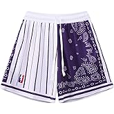 BOOMLEMON Men's Basketball Shorts Workout Athletic Paisley Shorts Mesh Print Running Short Pants
