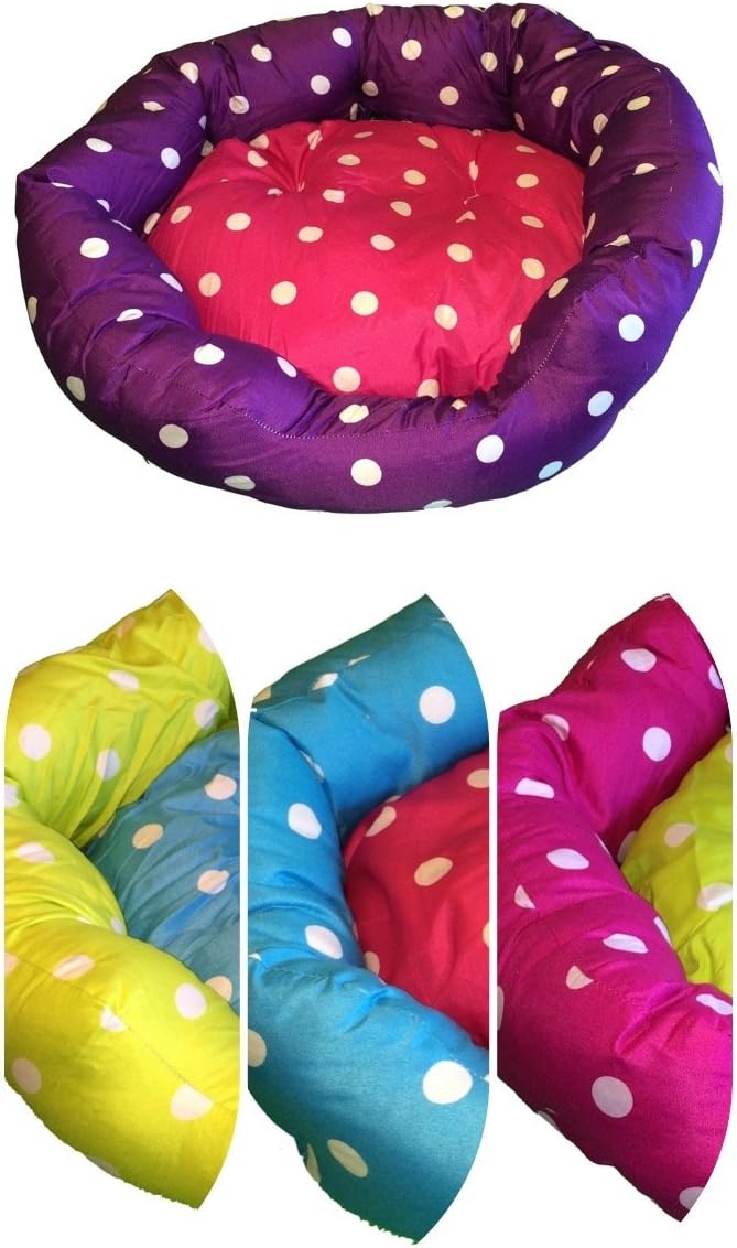 Pet Bed With Two Toned Polka Dot Design (PURPLE + PINK) L (VARIOUS COLORS & SIZES)