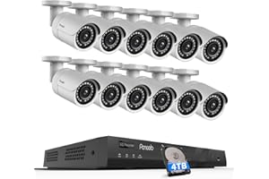 PANOOB 16 Channel Security Camera System, 4K 16CH PoE NVR 4TB HDD, 12PCS 8MP Wired Outdoor Home Surveillance IP PoE Cameras w/AI Human Vehicle Detection, Remote Playback Built-in Mic, PB37F1216-8M