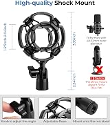 BILIONE Desktop Microphone Stand Bundle with Pop Filter Shock Mount Clip view 3