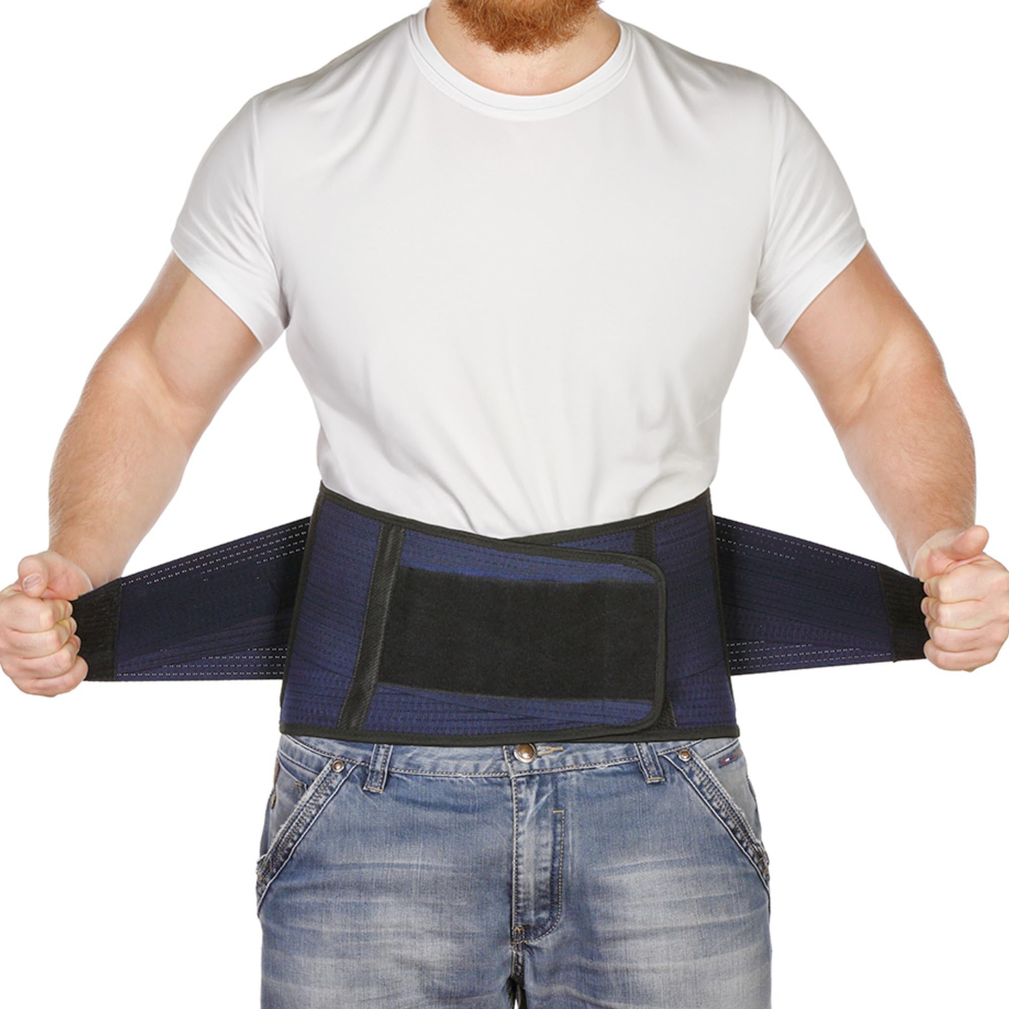 AVESTON Back Support Lower Back Brace for Back Pain Relief: Thin Breathable Rigid 6 ribs Adjustable Lumbar Support Belt for Men/Women Keeps Spine Straight and Safe – XLarge