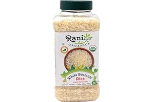 RANI BRAND AUTHENTIC INDIAN PRODUCTS Rani Organic Platinum White Basmati Rice Extra Long Aged 28oz (1.75lbs) 800g PET Jar ~ All Natural | Gluten Friendly | Vegan | Indian Origin | Kosher | Export Quality | USDA Certified Organic