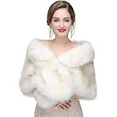 Faux Fur Shawl Wraps for Women Winter Scarf for Wedding Stole Shrug Fur Cape 1920s for Bride and Bridesmaids Evening