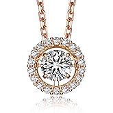 MomentWish Floating Necklace for Women, 0.5/1 Carat Dancing Moissanite Necklace for Her 925 Sterling Silver Pendant Anniversary Birthday Christmas Gift for Wife Mom Girlfriend