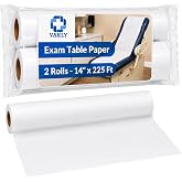 Vakly Exam Table Paper Roll 14 in x 225 ft Smooth, Disposable, 2 Rolls | Medical barrier paper, tear resistant, absorbent, latex free, fits exam, massage and therapy tables