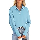 PGANDS Women's Short Sleeve Polo Shirts Collared V Neck Button Summer Casual Top