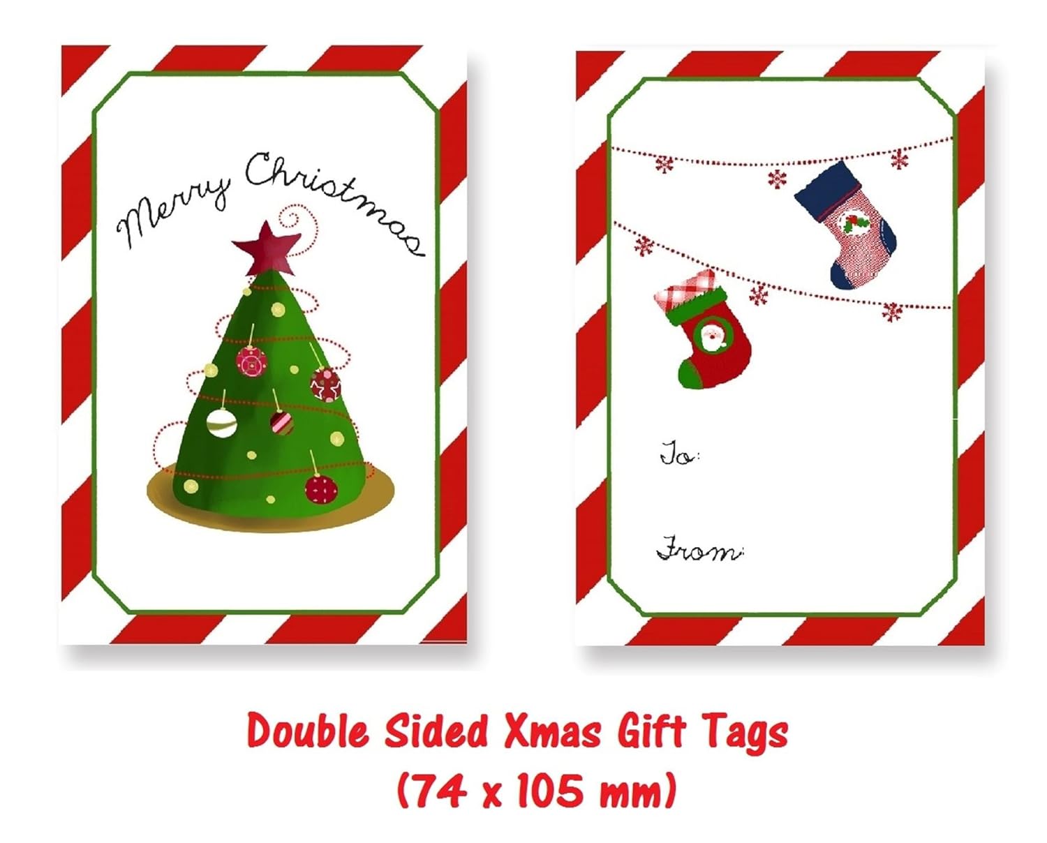 Amazon.com : Pack of 20 Double Sided - Unique Design Merry Christmas Gift Tags 300gsm - 74x105mm