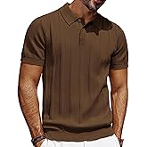 PJ PAUL JONES Mens Polo Shirts Short Sleeve Textured Knit Polo Shirt Ribbed Casual Golf Shirts