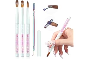 SAVILAND Essentials Kolinsky Acrylic Nail Brush Set: Size 6/10/14 Professional Acrylic Brush with Cleaner Tool Nail Brushes for Acrylics Application Nails Extension 3D Nails art Salon Home DIY