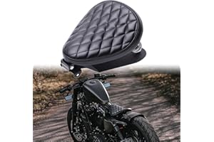DREAMIZER Motorcycle Seat Cushion Driver Solo Seats with Spring Bracket PU Leather Compatible with Harley Honda Yamaha Kawasaki Sportster Iron 883 1200 Chopper Bobber Cafe Racer