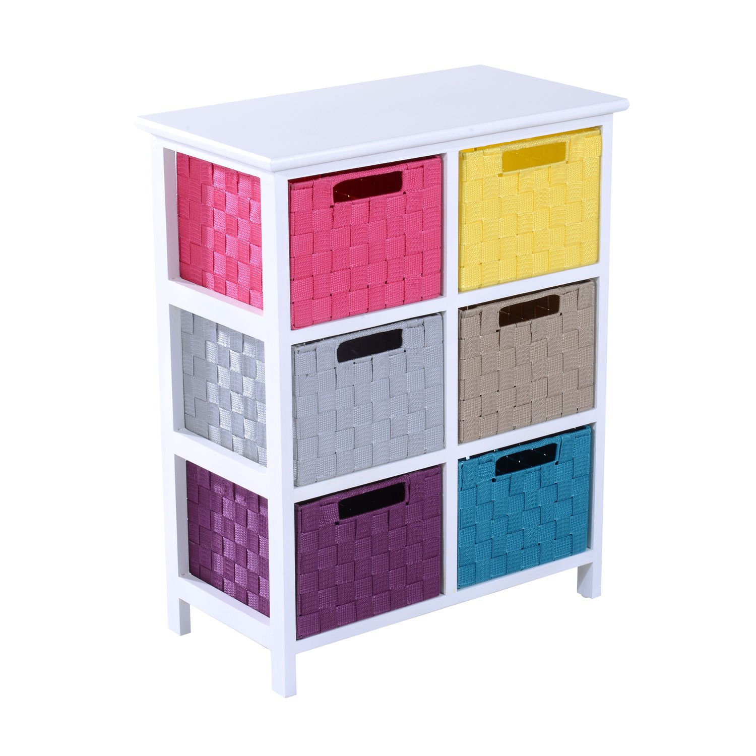 Storage Drawer Units Homcom 3 Tier 6 Multicoloured Drawers Storage