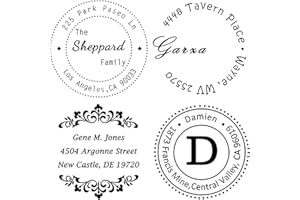 Custom Stamp Self Inking,Personalized Stamp Return Address,1-5/8" Diameter,Round Monogram Business Stamp for Home,Bank or Off