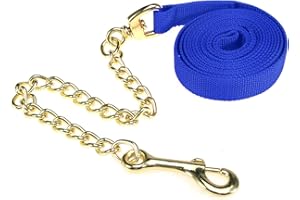 zolyet Lunge Line Horse Leash with Chain Pet Dog Obedience Recall Training Lead