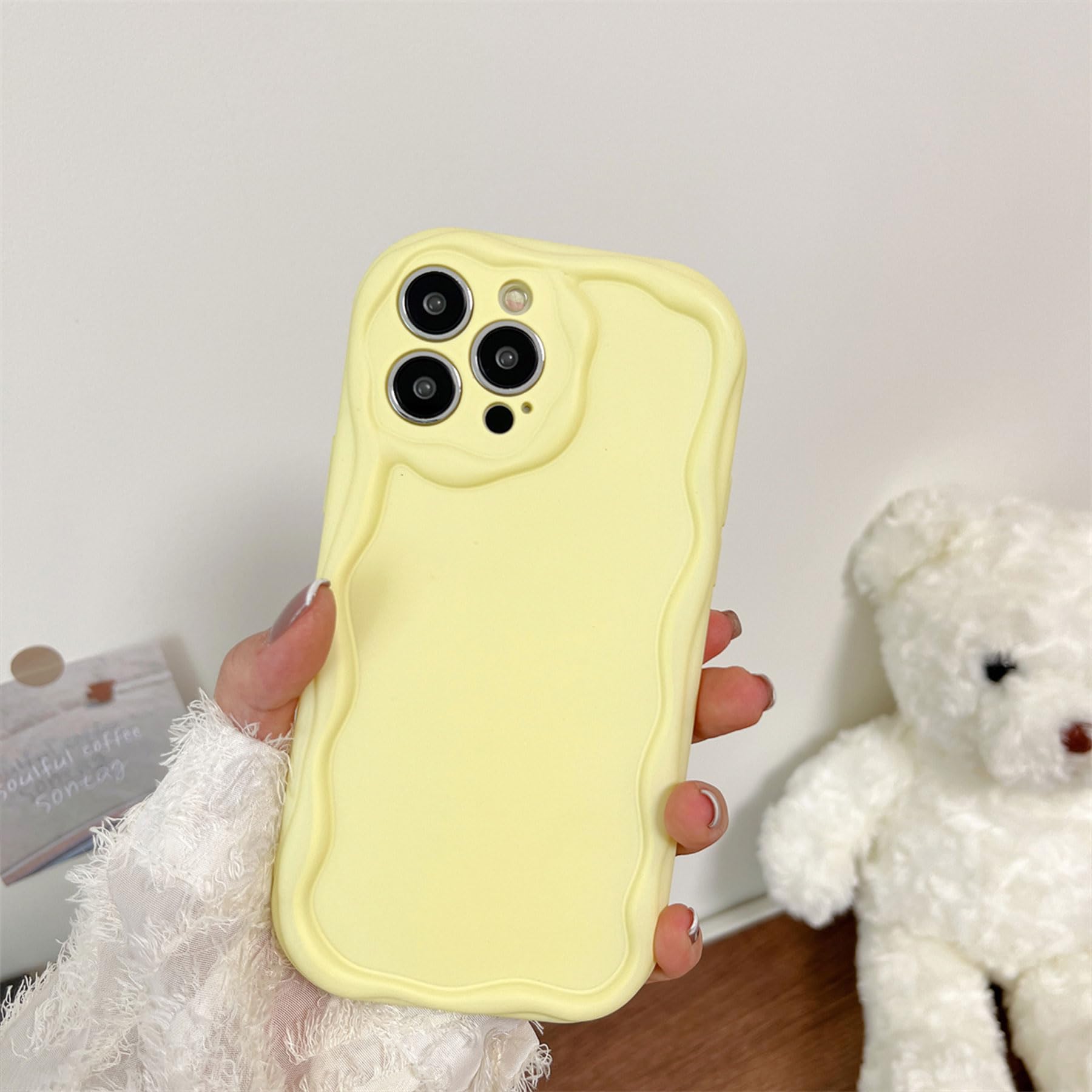 ZCDAYE Case for iPhone 11 Phone Case, Soft TPU iPhone 11 Protective Case, Cute Candy Cream Solid Curly Back for Women Girl Shockproof Phone Cover for iPhone 11, Creamy Yellow