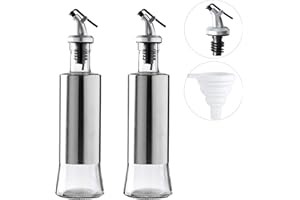 Gala Houseware Oil And Vinegar Dispenser Set, 2 Pack Olive Oil Dispenser Bottle with Drip-free Pourers and Stainless Steel Sh