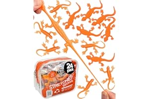 UpBrands 24 Pack ORANGE Super Stretchy Lizard Toys - Tangy Party Favors, Rubber Lizards for Kids, Small Classroom Prizes, Reptile & Newt Toy, Stress-Relief & Orange Celebrations