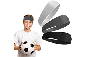 DIMEHO 3 Pcs Kids Sports Headbands Boys Girls Athletic Elastic Sweatbands Children Soft Moisture Wicking Hairband Absorbing Sweat Band for Football Basketball Running Tennis